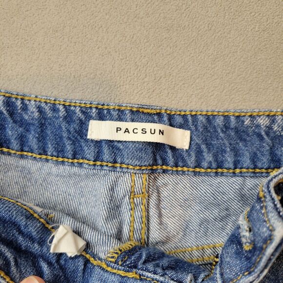 PACSUN Medium Indigo Roll Cuff Denim Mom Shorts Women’s Size 28 - Picture 2 of 7